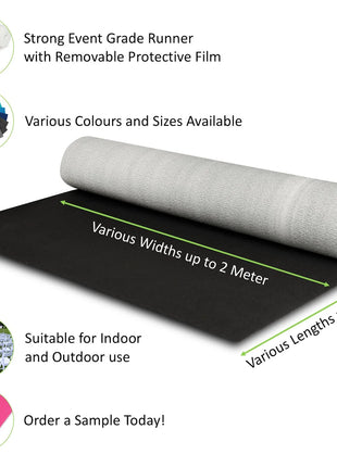Velour Flat Aisle Runner - Black eventcarpetsonline.co.uk