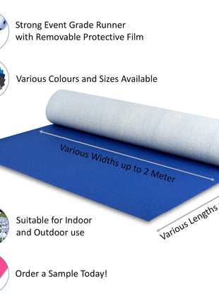 Velour Flat Aisle Runner - Royal Blue eventcarpetsonline.co.uk