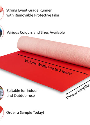 Velour Flat Aisle Runner - Tomato Red eventcarpetsonline.co.uk