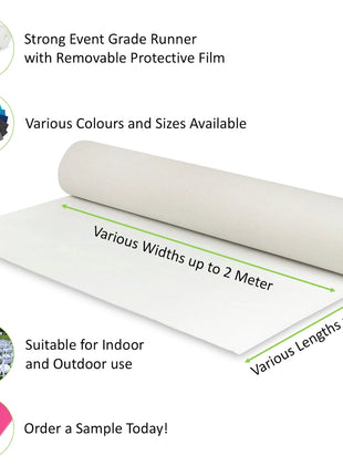 Velour Flat Aisle Runner - White eventcarpetsonline.co.uk