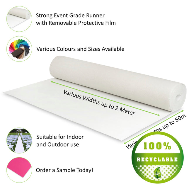 Recyclable White Wedding Aisle Runner - eventcarpetsonline.co.uk