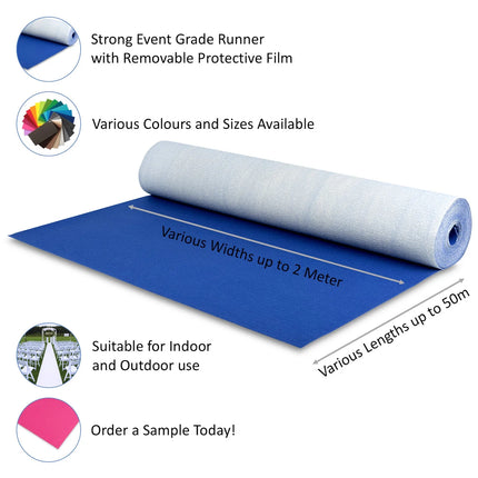 Velour Flat Aisle Runner - Royal Blue eventcarpetsonline.co.uk