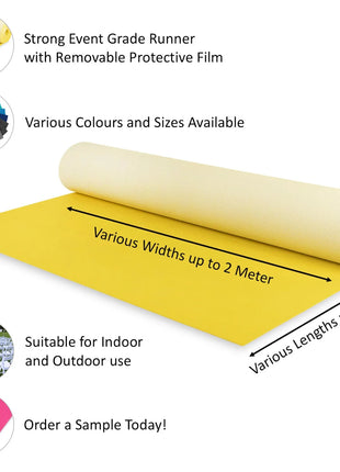 Velour Flat Aisle Runner - Yellow eventcarpetsonline.co.uk