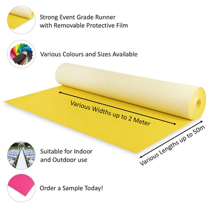 Velour Flat Aisle Runner - Yellow eventcarpetsonline.co.uk